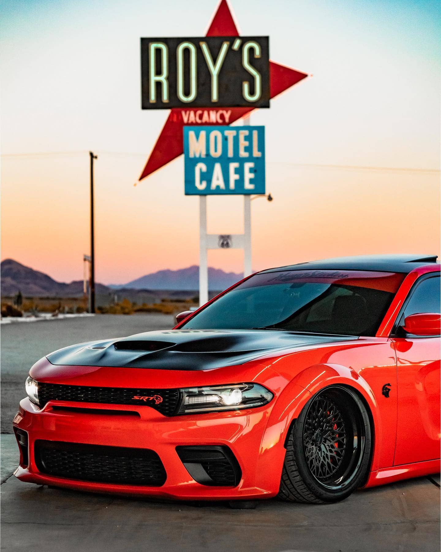 Dodge Charger SRT hellcat with black ram air hood